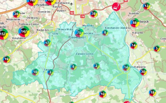 Zdjęcie krajowej mapy zagrożenia bezpieczeństwa, cały powiat piaseczyński