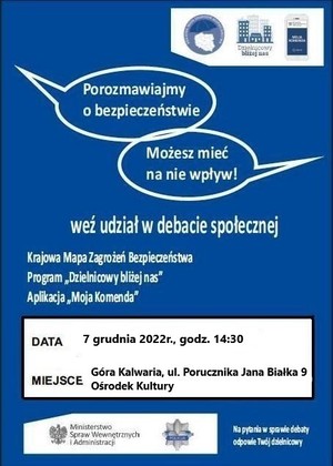 Plakat informujący o debacie społecznej