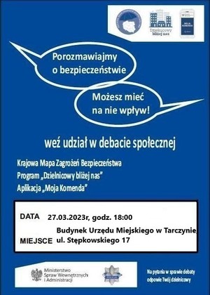 plakat informujący o debacie z datą oraz godziną