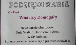 podziękowanie dla Wioletty Domagały