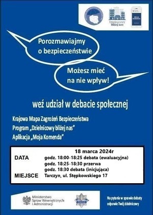 plakat dot. debaty w gminie Tarczyn