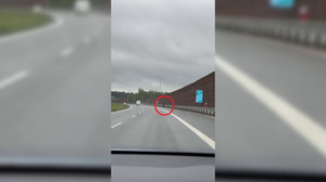 pieszy idący drogą ekspresową S7