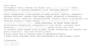 podziękowania dla dzielnicowego