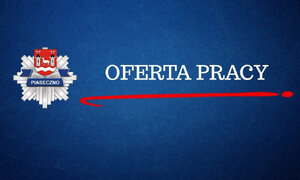 napis Oferta Pracy na granatowym tle